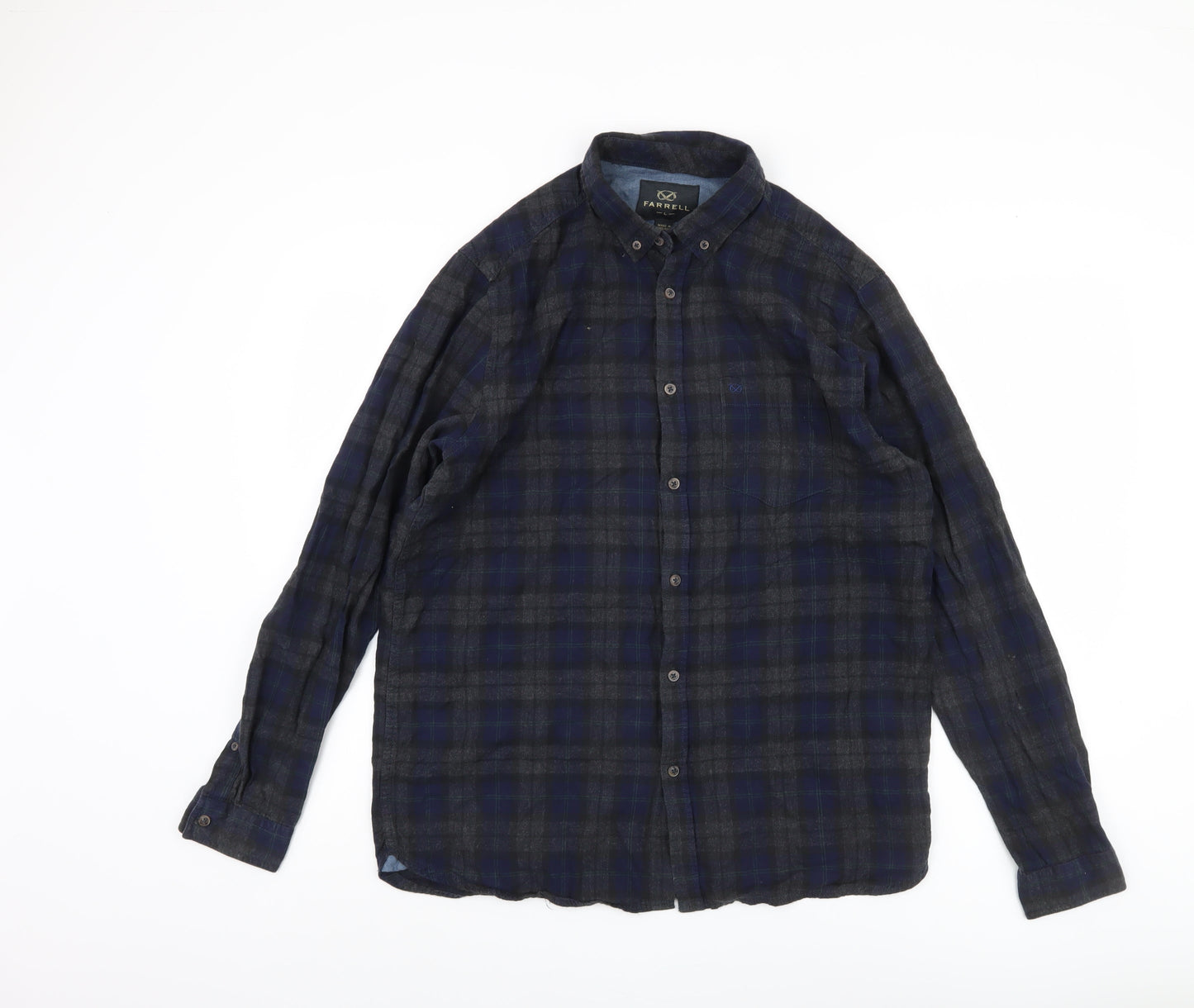 Farrell Men's Blue Plaid Long Sleeve Shirt Size L