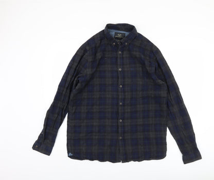Farrell Men's Blue Plaid Long Sleeve Shirt Size L