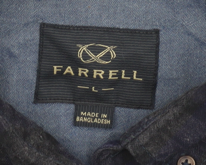 Farrell Men's Blue Plaid Long Sleeve Shirt Size L