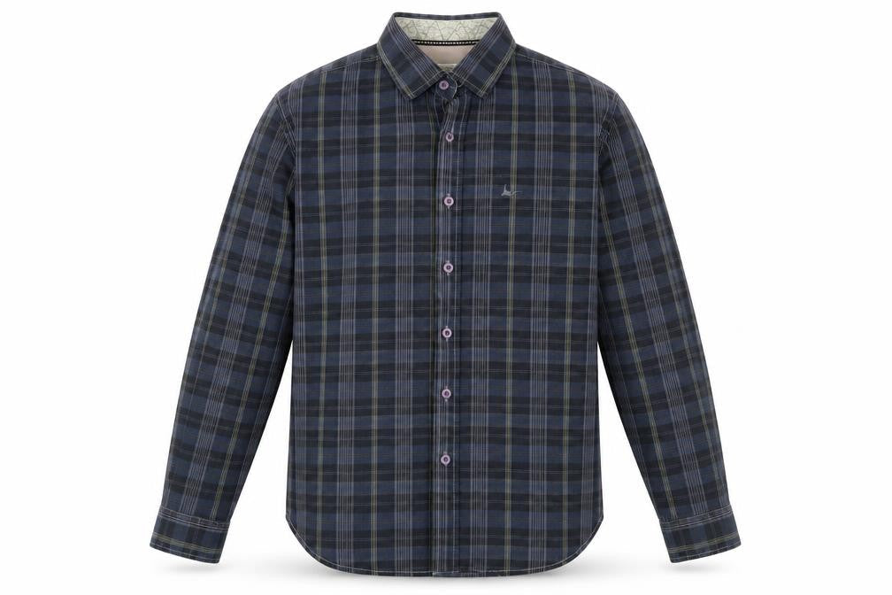 Mantaray Men's Blue Plaid Button-Up Shirt Medium 39"-42"