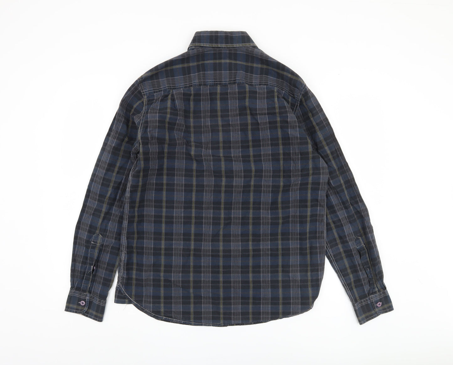 Manitoway Men's Blue Plaid Button-Up Shirt Medium 39"-42"