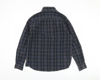 Manitoway Men's Blue Plaid Button-Up Shirt Medium 39"-42"