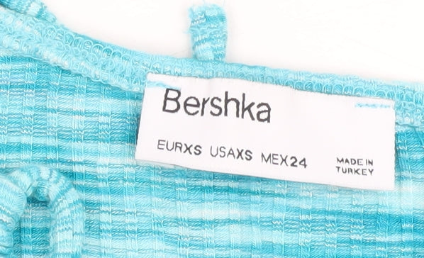 Bershka Women's Blue Cropped Tank Top XS
