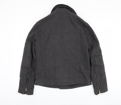 Mens UK Size M H&M Grey Biker Coat
