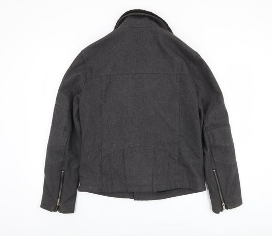 Mens UK Size M H&M Grey Biker Coat