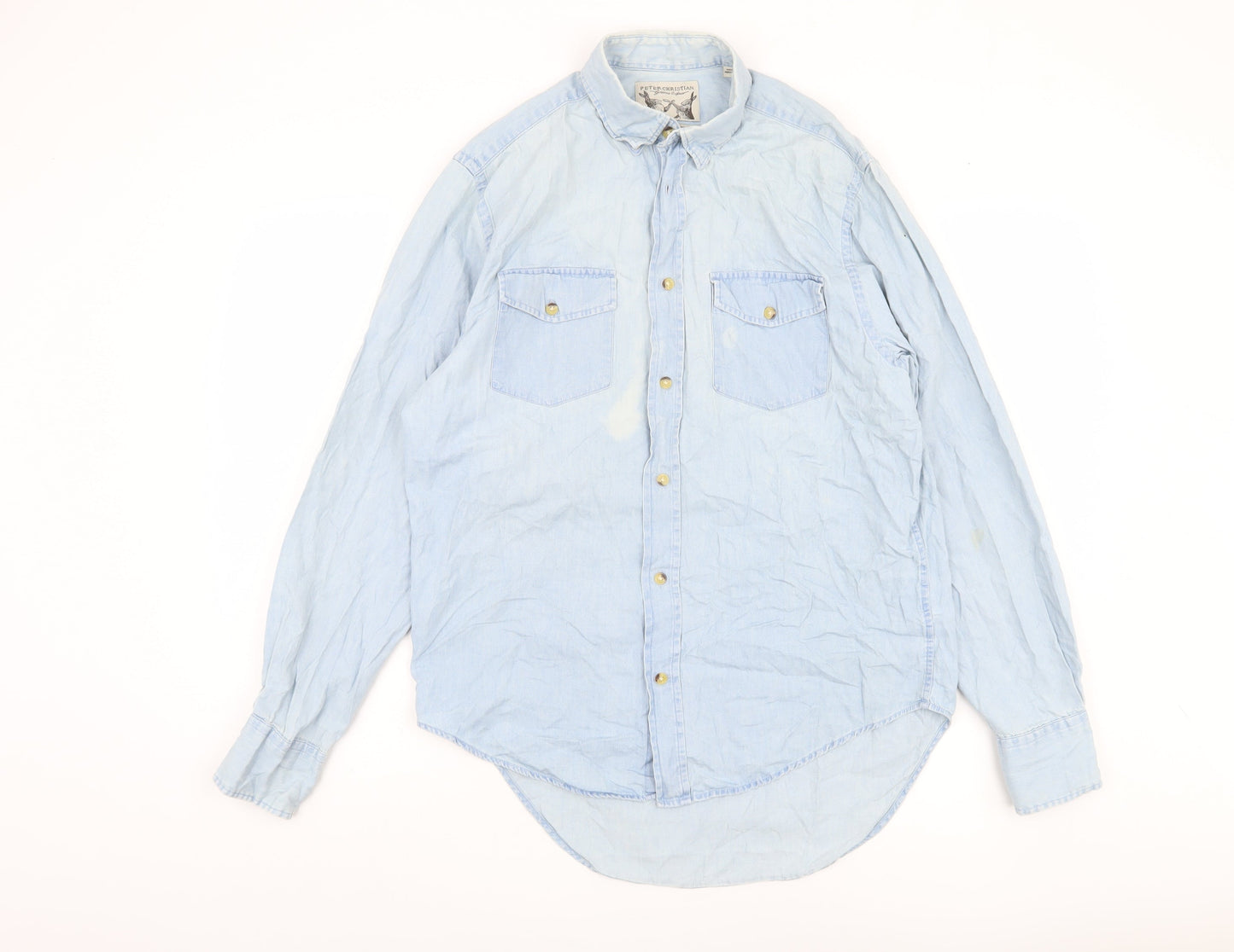 Peter Christian Men's Blue Medium Button-Up Shirt
