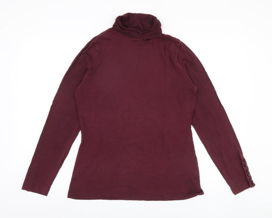 Lands' End Women's Purple Roll Neck T-Shirt, M