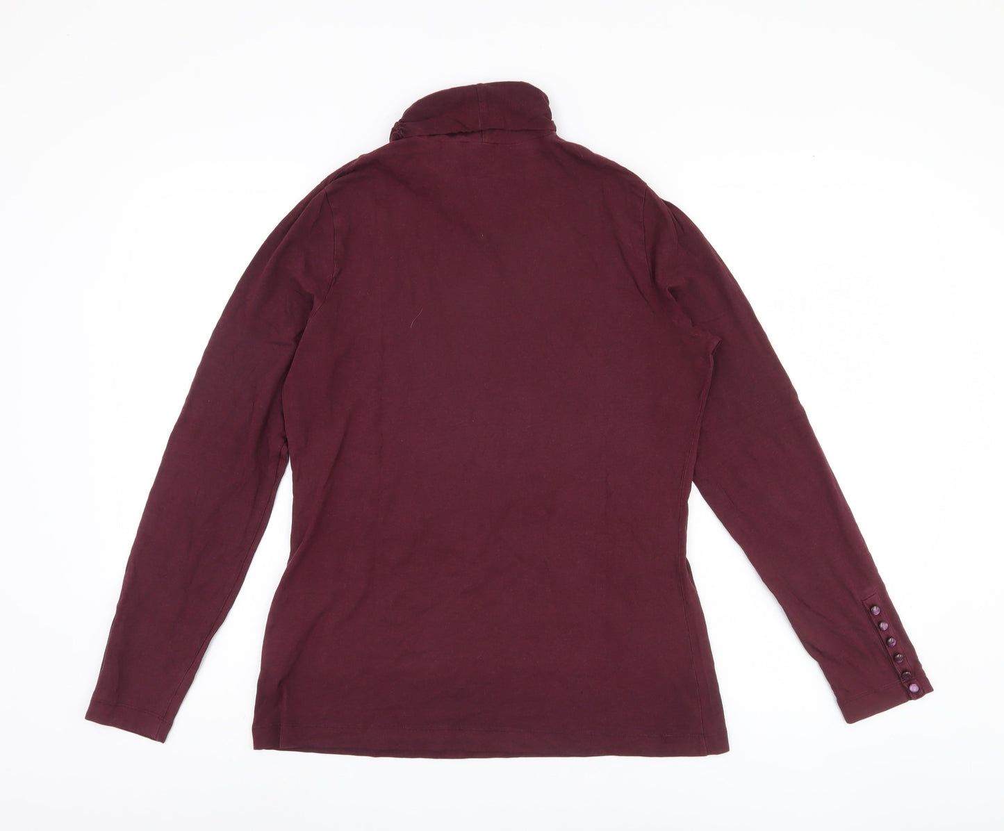 Lands' End Women's Purple Roll Neck T-Shirt, M