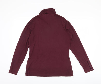 Lands' End Women's Purple Roll Neck T-Shirt, M