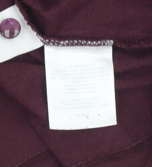 Lands' End Women's Purple Roll Neck T-Shirt, M