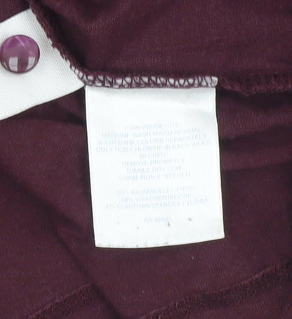 Lands' End Women's Purple Roll Neck T-Shirt, M