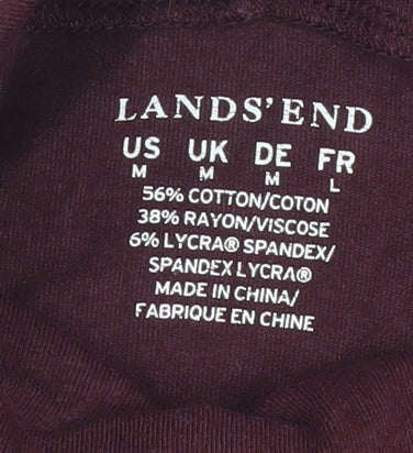 Lands' End Women's Purple Roll Neck T-Shirt, M