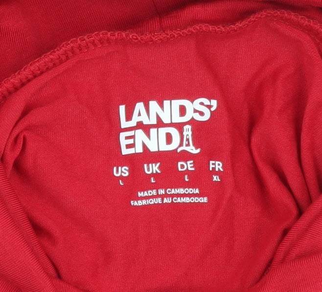 Land's End Red High Neck Blouse, Women, Size L