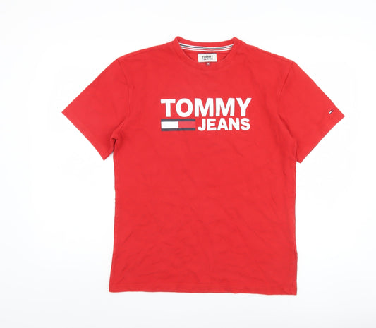 Tommy Jeans Men's Red M Crew Neck Logo T-Shirt