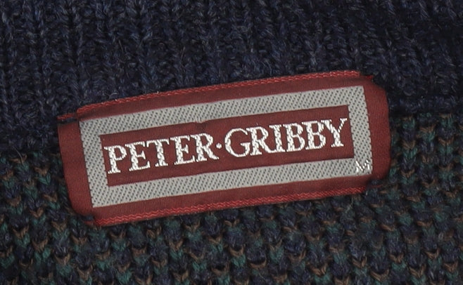 Peter Gribby Men’s Blue V-Neck Nature Pullover Jumper