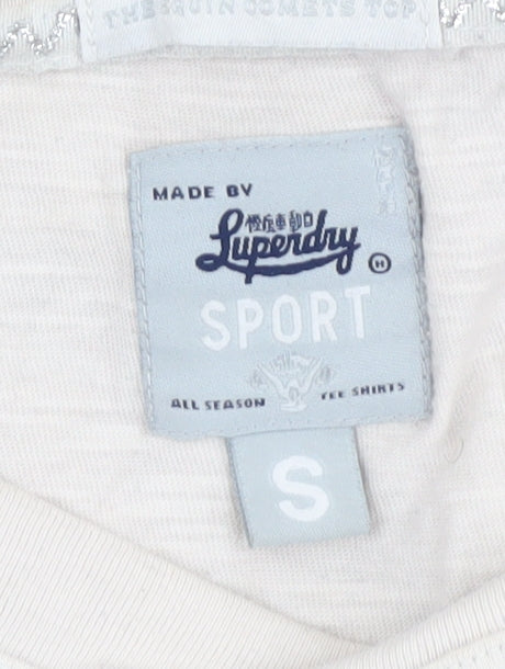 Womens UK Size S Superdry Beige Basic T-Shirt