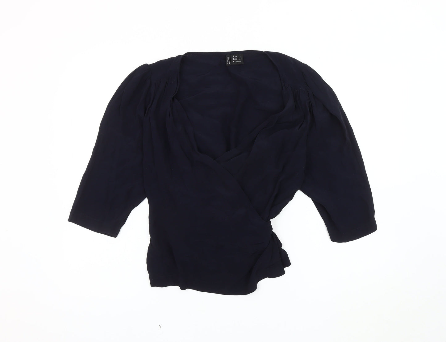 Womens UK Size 12 Editor's Cut Black Wrap Blouse