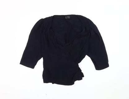 Womens UK Size 12 Editor's Cut Black Wrap Blouse
