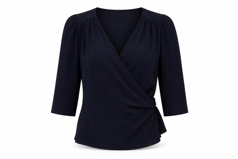Womens UK Size 12 Editor's Cut Black Wrap Blouse