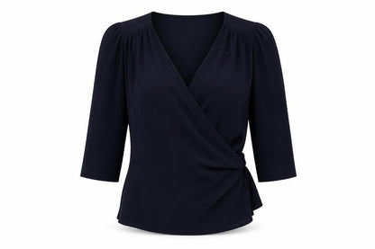 Womens UK Size 12 Editor's Cut Black Wrap Blouse