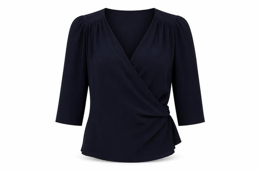 Womens UK Size 12 Editor's Cut Black Wrap Blouse