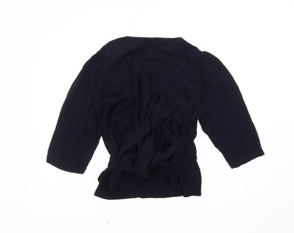 Womens UK Size 12 Editor's Cut Black Wrap Blouse