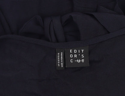Womens UK Size 12 Editor's Cut Black Wrap Blouse