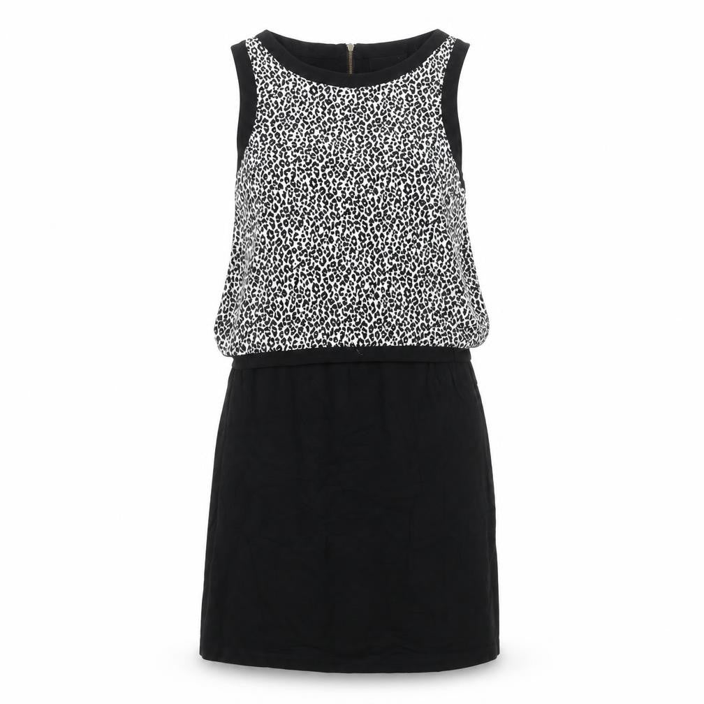 Warehouse Women's Black Animal Print Blouson Dress UK 6