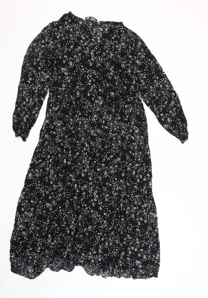 Zara Women's Black Floral Maxi Dress Size S
