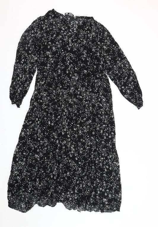 Zara Women's Black Floral Maxi Dress Size S