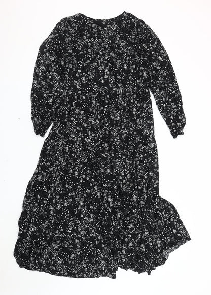 Zara Women's Black Floral Maxi Dress Size S