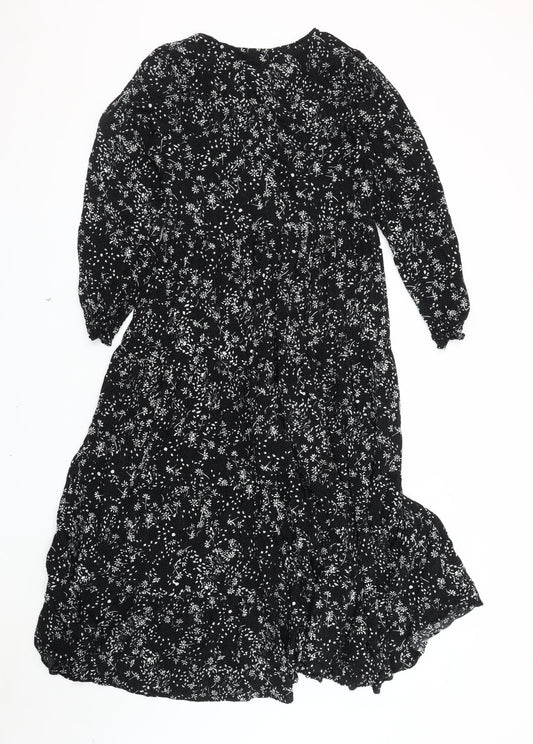 Zara Women's Black Floral Maxi Dress Size S