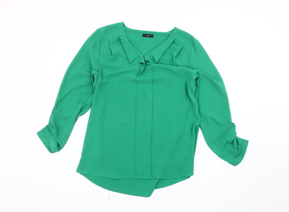 M&Co Women's Green V-Neck Blouse Size 12