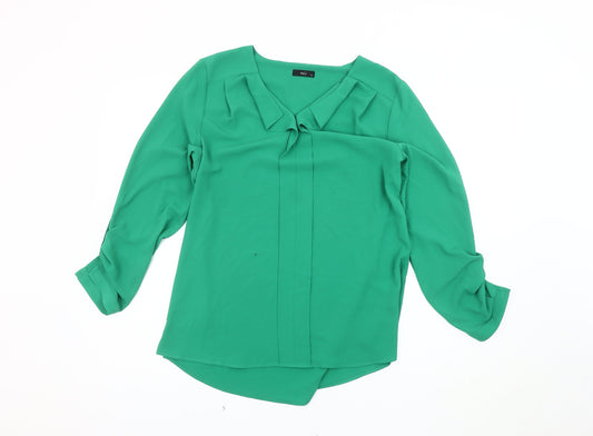 M&Co Women's Green V-Neck Blouse Size 12