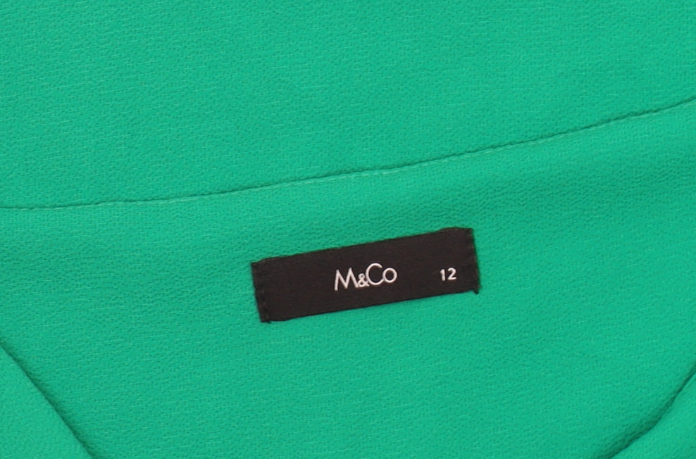 M&Co Women's Green V-Neck Blouse Size 12