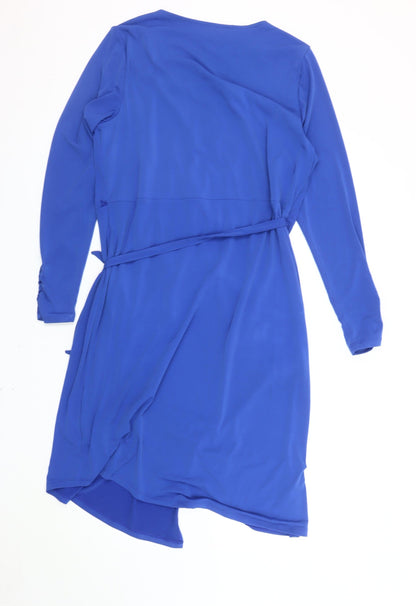 Marks and Spencer Women's Blue Wrap Dress Size 16