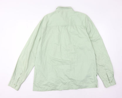 Topman Men's Green Long Sleeve Casual Button-Up Shirt
