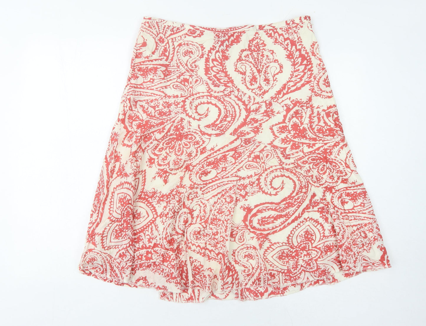 GAP Women's Red Ivory Paisley A-Line Skirt Size 8