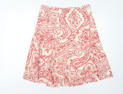 GAP Women's Red Ivory Paisley A-Line Skirt Size 8