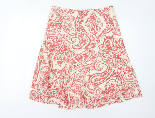 GAP Women's Red Ivory Paisley A-Line Skirt Size 8