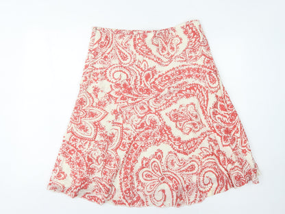 GAP Women's Red Ivory Paisley A-Line Skirt Size 8