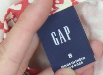 GAP Women's Red Ivory Paisley A-Line Skirt Size 8