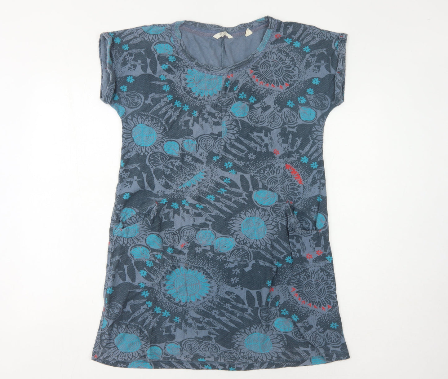 White Stuff Blue Floral Cotton Dress, Women, Size 12