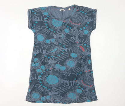 White Stuff Blue Floral Cotton Dress, Women, Size 12
