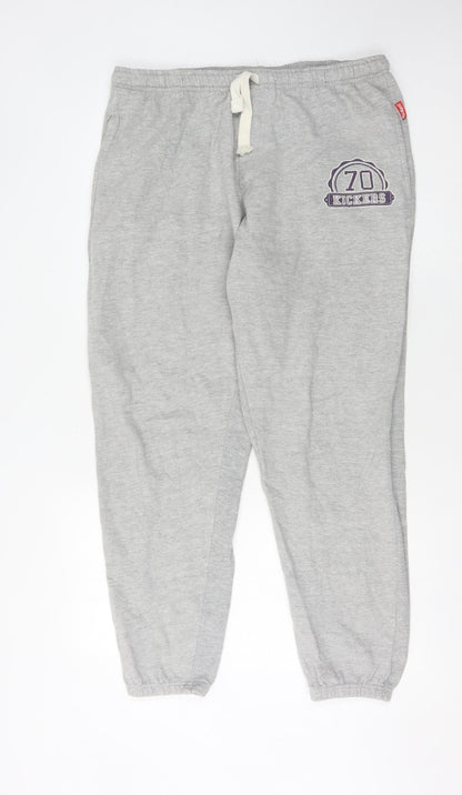 Kickers Men's Grey Sweatpants XL with Logo and Pockets