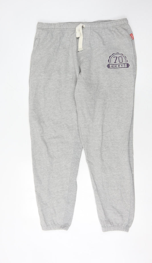 Kickers Men's Grey Sweatpants XL with Logo and Pockets