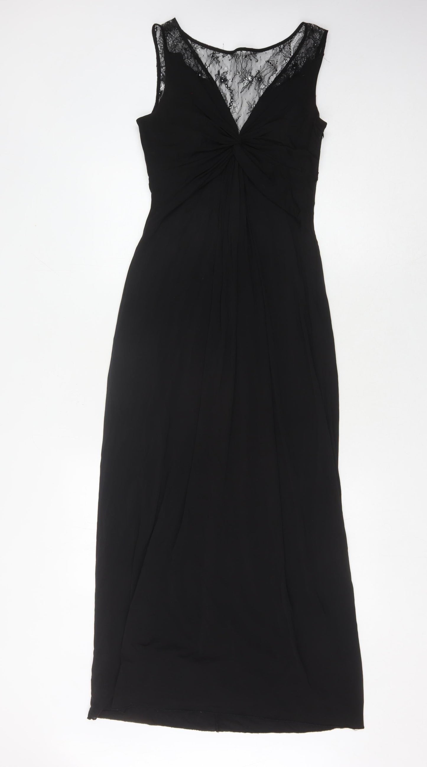 Coast Women's Black Long Dress 8 V-Neck Formal Elegance