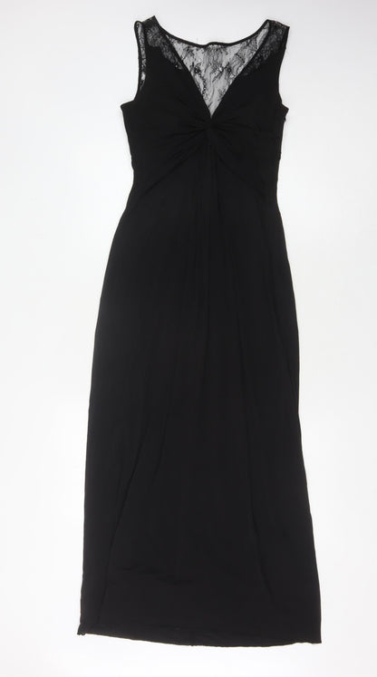 Coast Women's Black Long Dress 8 V-Neck Formal Elegance