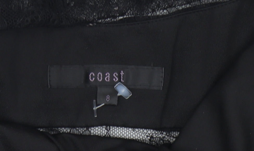 Coast Women's Black Long Dress 8 V-Neck Formal Elegance