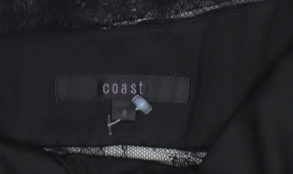 Coast Women's Black Long Dress 8 V-Neck Formal Elegance